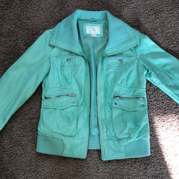 sea green leather jacket
